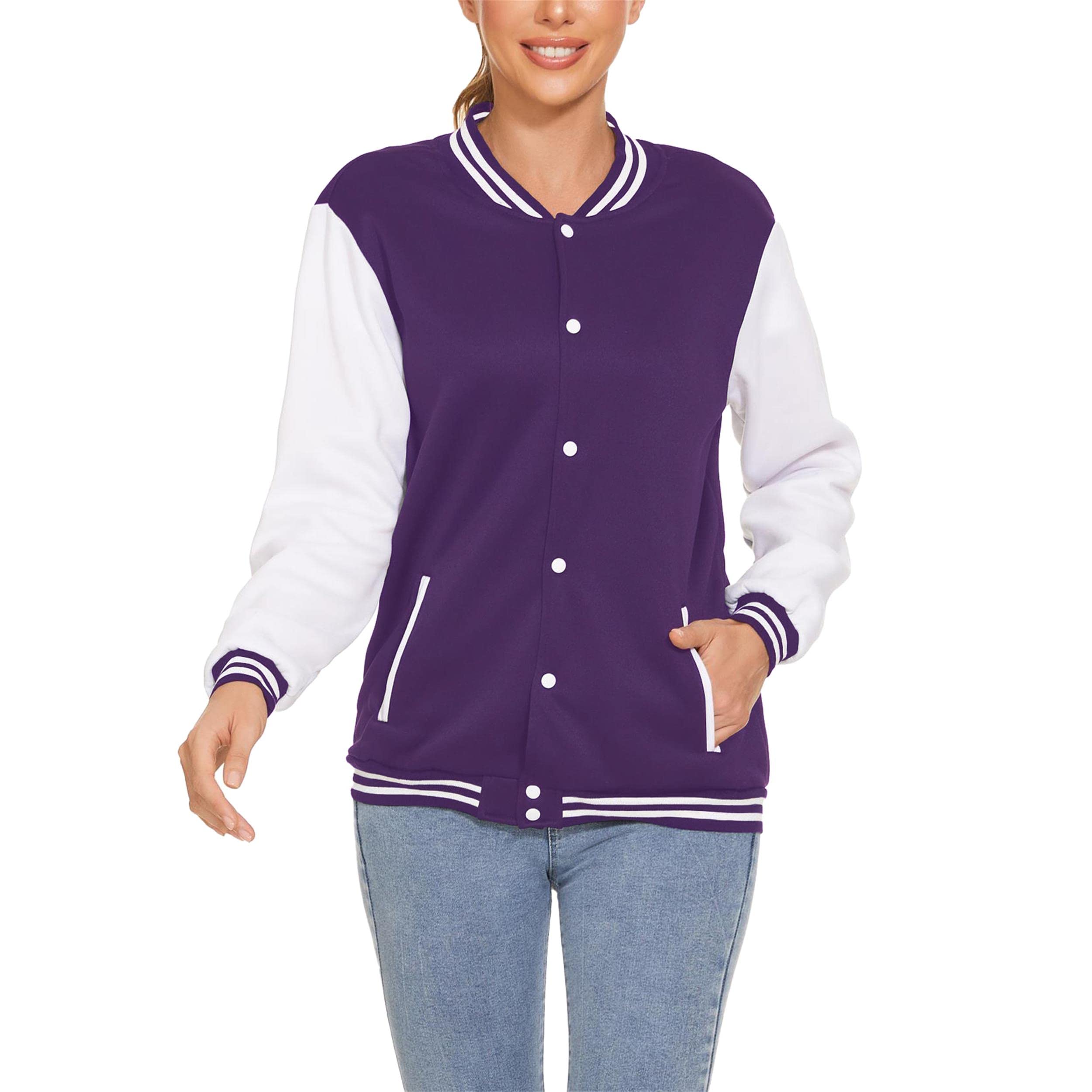 VivimengWomens Baseball Jacket Varsity Fleece Jacket Button Down Shirts Tops Long Sleeve Sweatshirt Party Casual Blouses