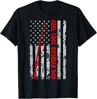 Reel cool Bosnian Dad Fishing American Flag gift Fisherman T-Shirt