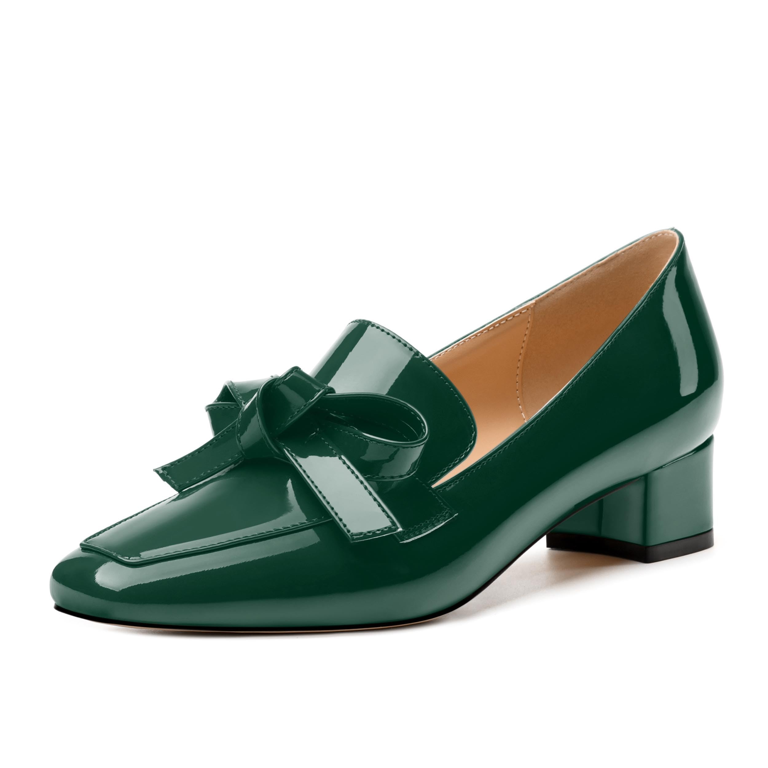 Womens Loafer with Heel, Comfortable Chunky Heels for Women, Loafers Shoes with Bowknot Womens Bunion Dress Shoes