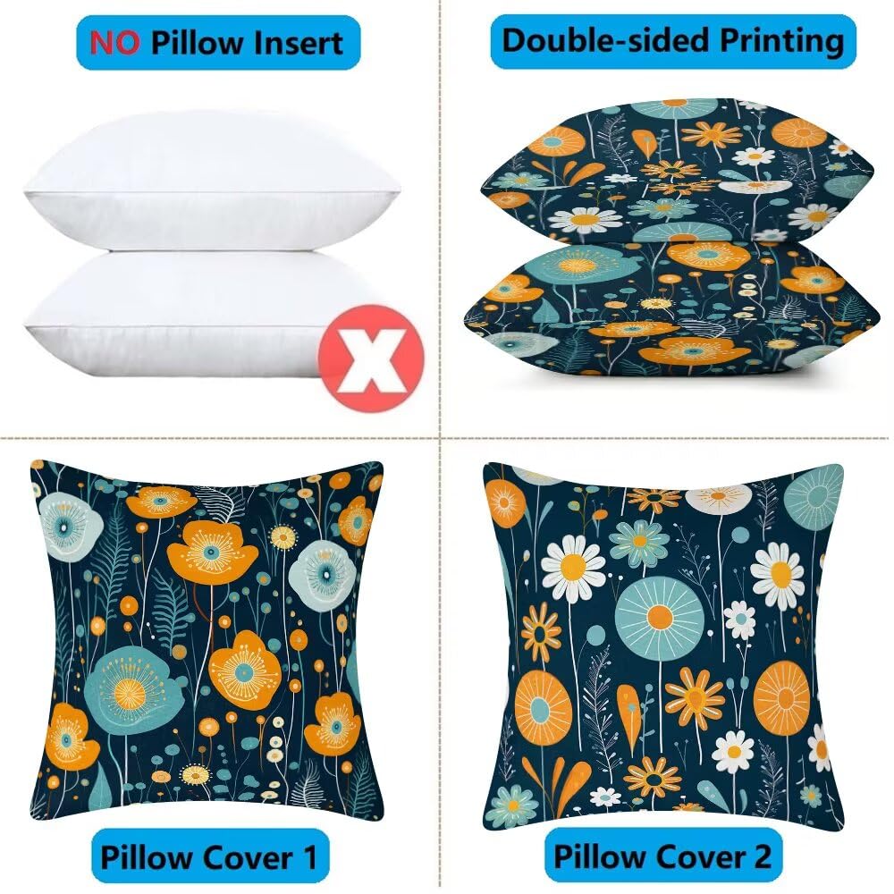 Federe Cuscini da Esterno Impermeabili 65x65 Blu Intenso Copri Cuscini per Divano Floreale Federa Cuscino Cartoon Decorativi Copricuscini per Divano Giardino Soggiorno Copricuscino Set di 2 (IU103)