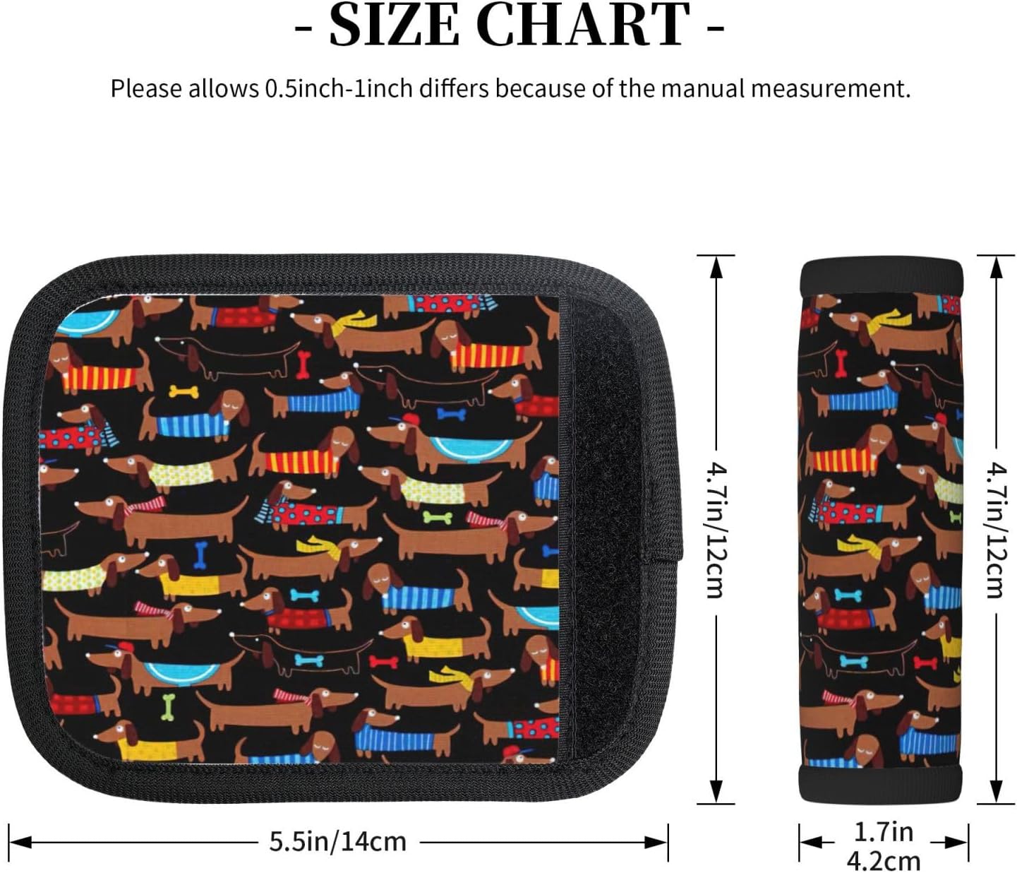 I Love My Dog Dachshunds Print 2 Pack Luggage Handle Wrap for Suitcase, Comfort Soft Handle Covers, Luggage Accessories