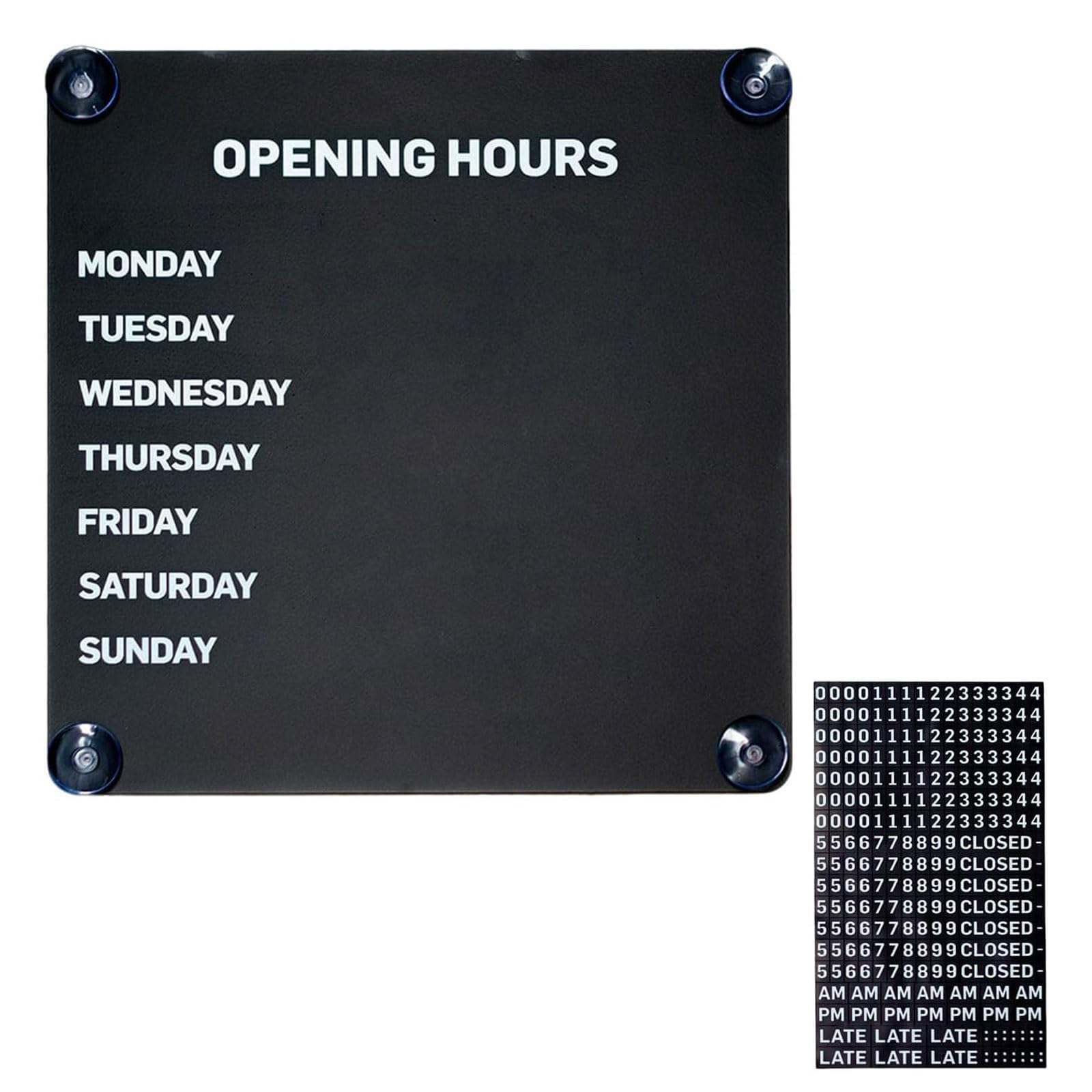 Señal de horario comercial, pantalla ajustable para puertas de cristal, números magnéticos intercambiables, ventosas, tablero de horario reutilizable para tiendas, cafeterías, salones, oficinas