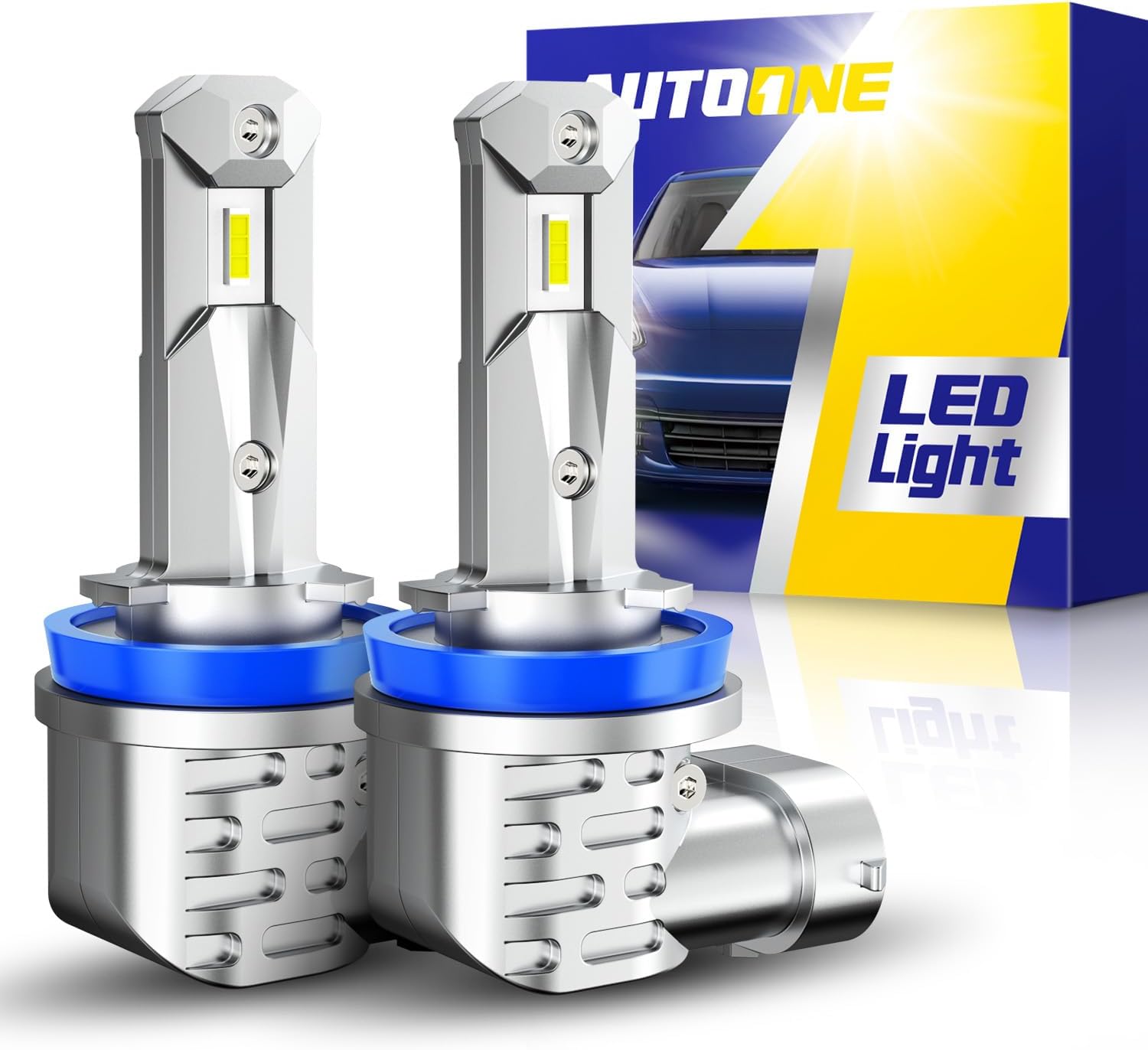 AUTOONE H8 H9 H11 Light Bulbs, Direct H11 Replacement 99% Compatible, Fanless Mini Size, Pack of 2