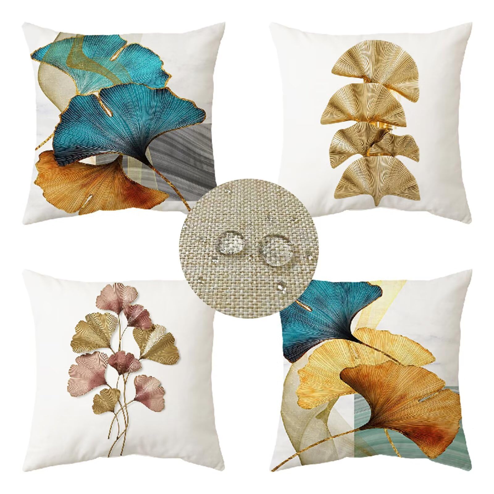 Coussin canape carre turquoise ginkgo biloba pour sublimer votre salon de jardin