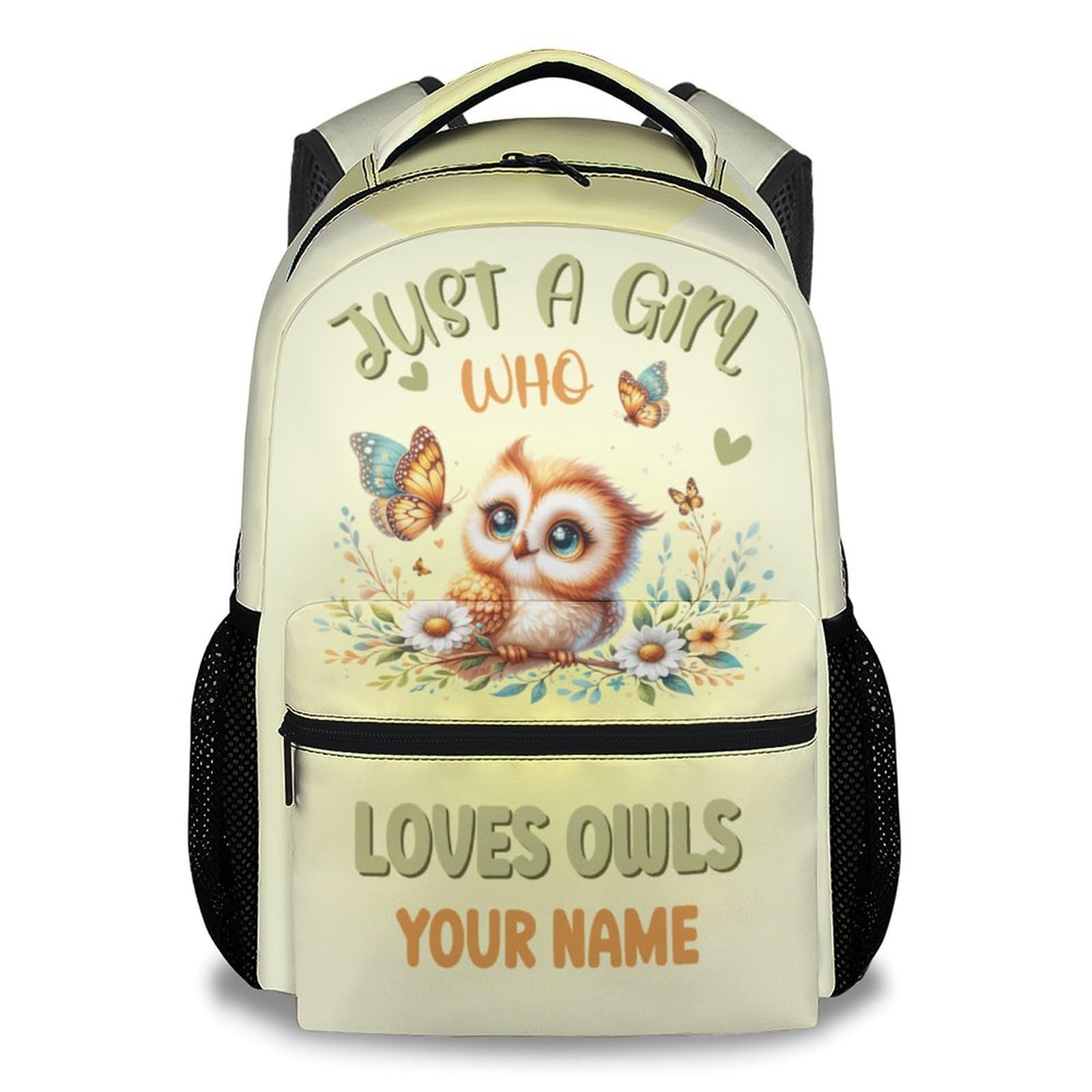 Mercuryelf School Backpack for Boys - 17 Inch Large Capacity Kid Backpack for School, Travel and Camp - Custom Yellow Lightweight Durable Owl Bookbag