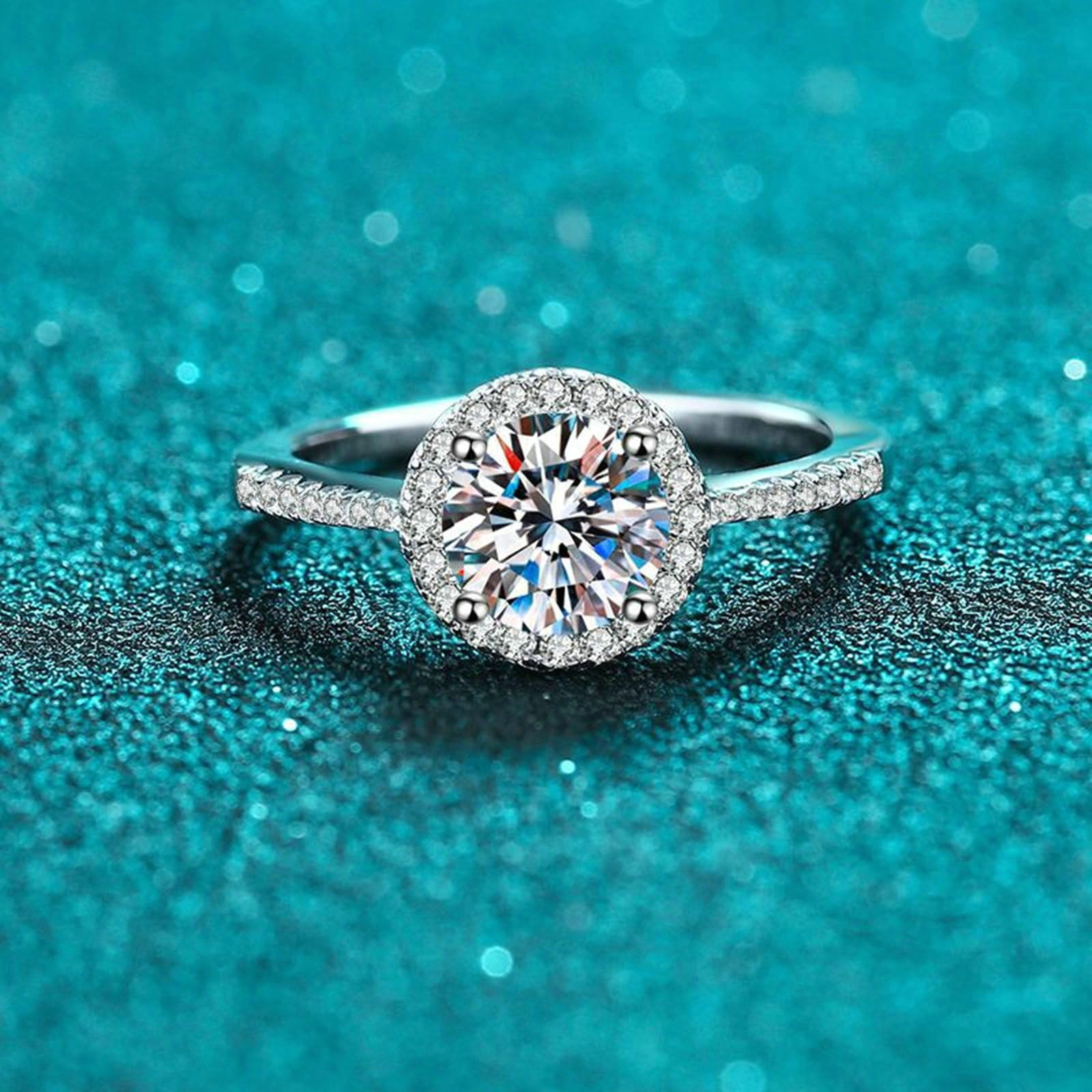 Anillo de compromiso para mujer, oro blanco de 14/18 quilates, anillo de 0,5 quilates con diamantes cultivados en laboratorio para mujer