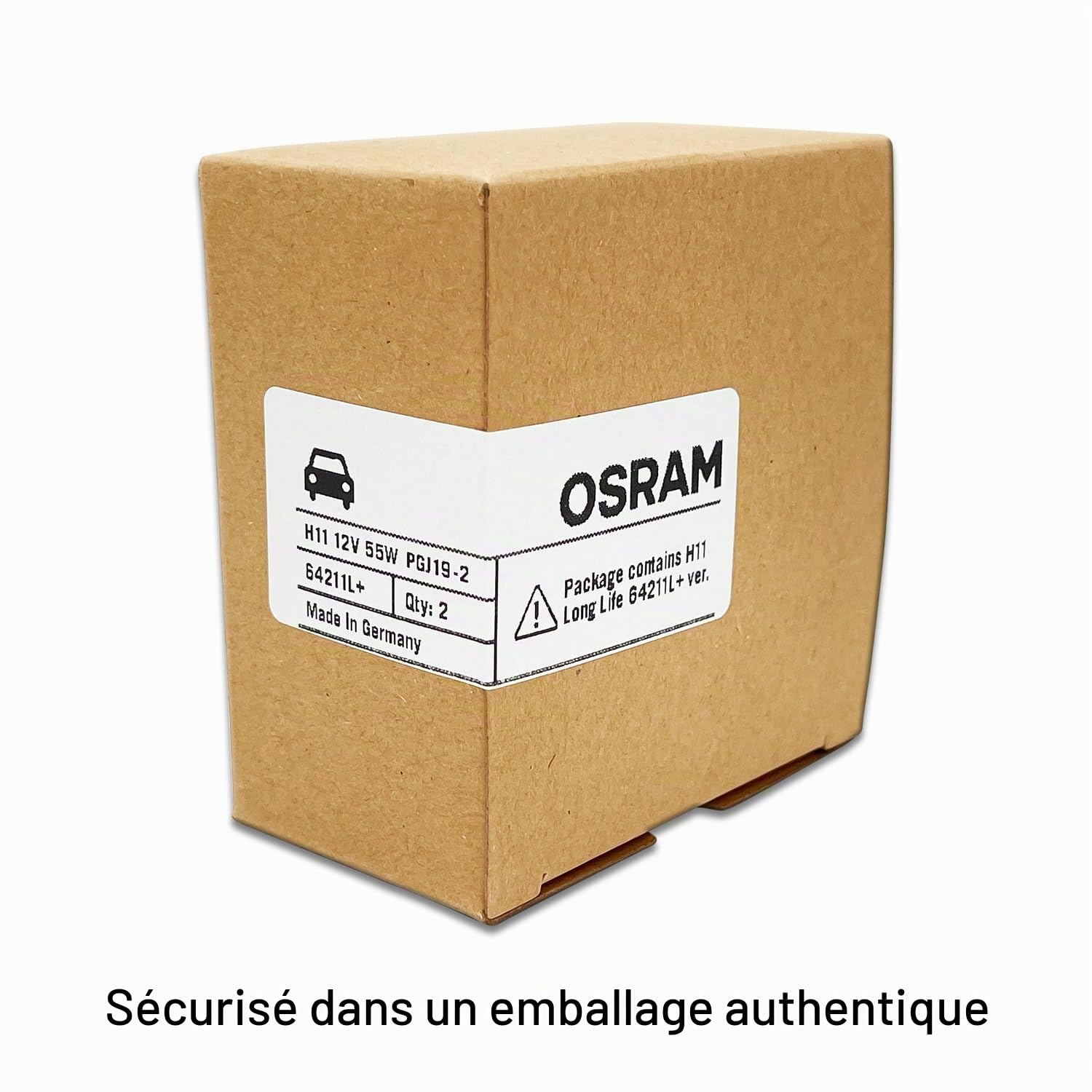 Osram Lot de 2 ampoules halogènes standard H11 64211L+ DOT PGJ19-2, 12 V, 55 W, 3800 K, fabriquées en Allemagne