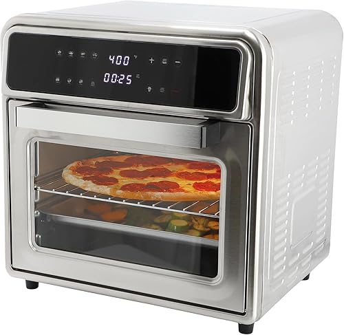 Horno freidora de aire digital de acero inoxidable de 21.13 cuartos de galón, horno de convección multifunción con 4 elementos calefactores,