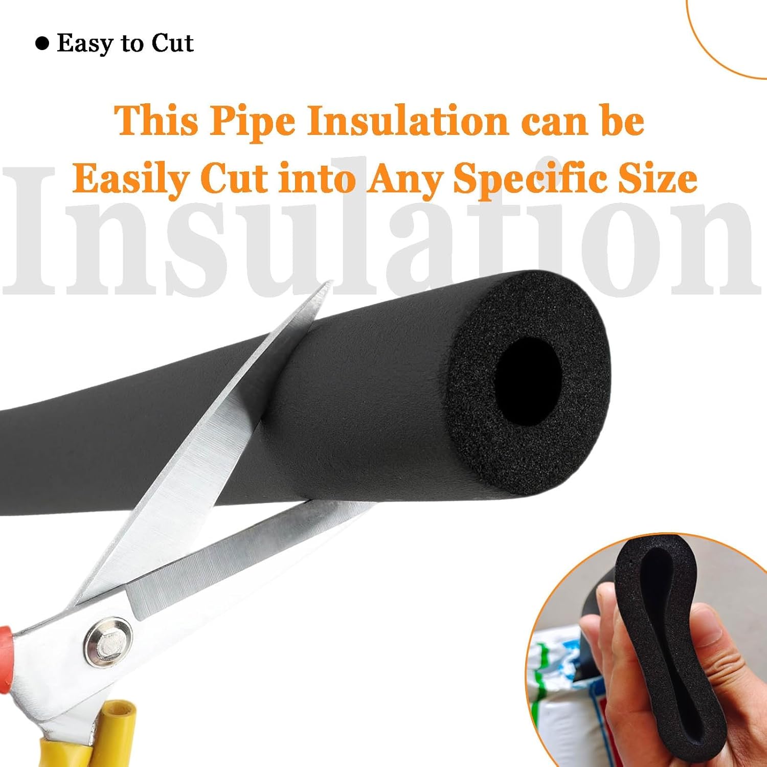 Pipe Insulation Flame Retardant Foam Insulation Lagging Insulation Antifreeze Rubber Foam Tube Hose Foam Grip Pipes Wrap Closed Cell for Outdoor Winter Freeze Protection(ID76mmxT20mmx2m)