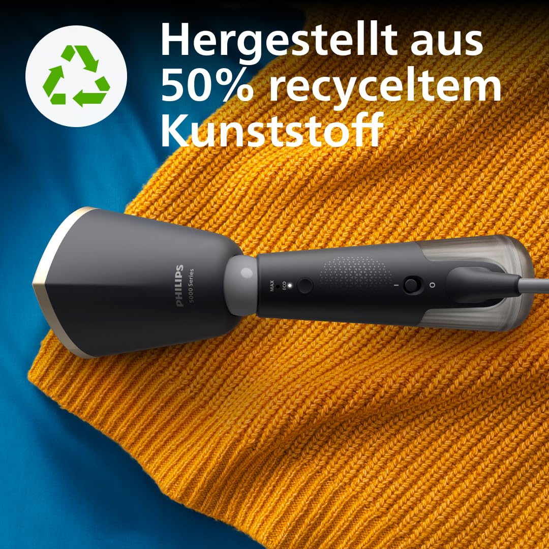 Philips Steamer 5000 Serie, Grau, 1400 W | Dampfglätter mit 120 ml & 200 ml Wassertank, Metallplatte, Dampfleistung 24 g/min, inkl. Aufbewahrungstasche (STH5030/80)