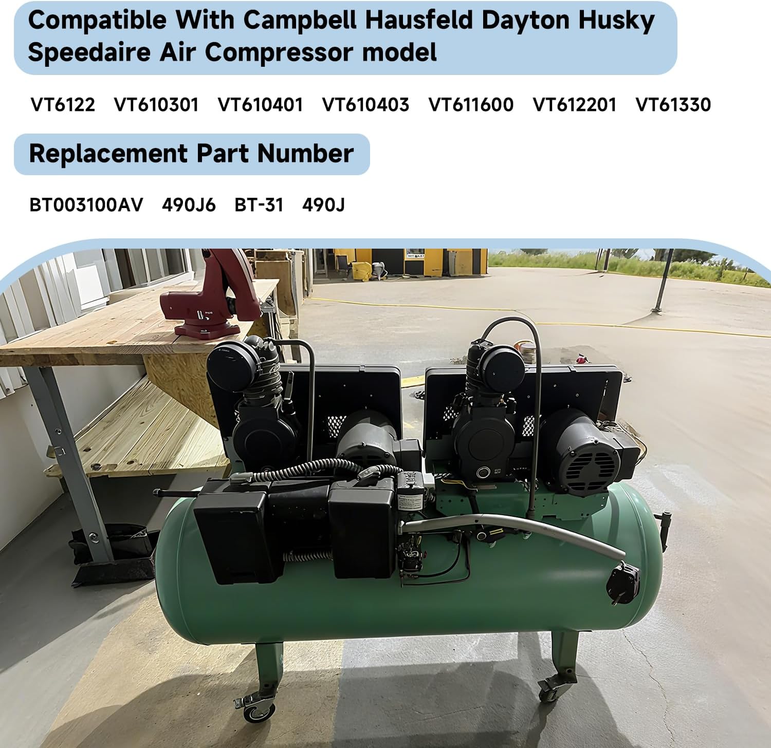 49" Micro 6-Rib Air Compressor Drive Belt Poly-V Belt Compatible with Campbell Hausfeld Dayton Husky Speedaire Replace#: BT003100AV 490J6 BT-31 490J