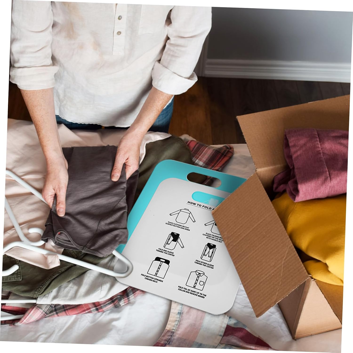 2pcs Shirt Folding Board for Adults Clothes Folding Boards for Wrinkle Shirts Space Saving with Easy to Use Design for Neat Laundry Organization