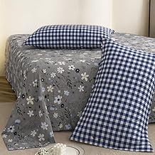 VOMZER Soft Cotton Super King Size Printed Flat Double Bedsheet, 108 X 108 Inches 9 Feet with 2 Pillow Cover Without Joint 400 TC | 108" x 108" Inches (Super King), Grey