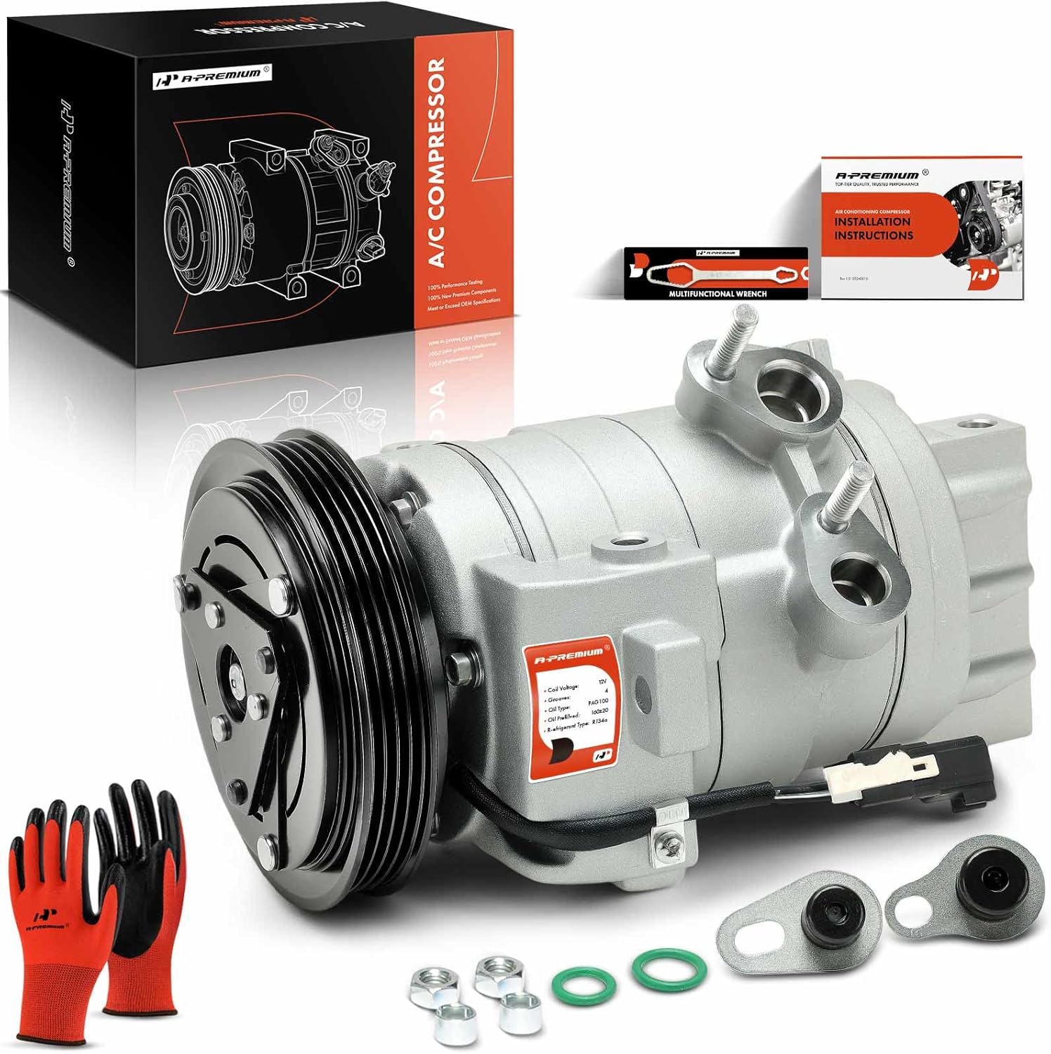 A-Premium Air Conditioner AC Compressor with Clutch Compatible with Ford Mustang 3.7L 2011-2014