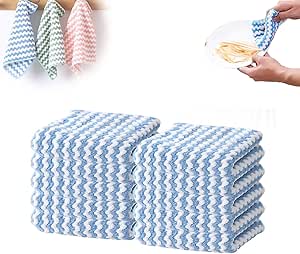 Amazon.com: Coral Fleece Striped Rag Cleaning Dish Cloth, Reusable and ...