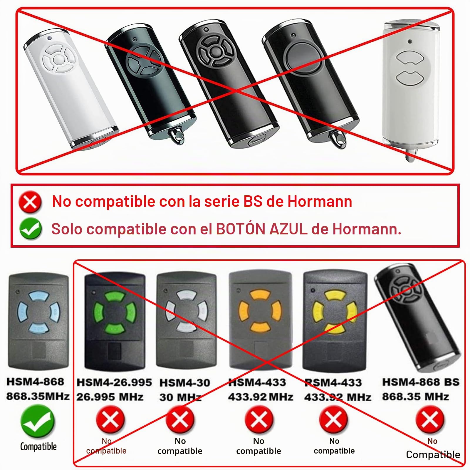 868MHz Duplikator Handsender Kompatibel mit Hormann HS4 HSM2 HSM4 HS1 HS2 HSE2 HSE4 HSZ1 HSZ2 HSP4 HSP4-C HSD2-A HSD2-C 868 2 Stück