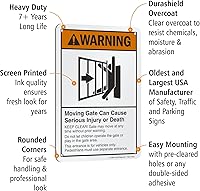 Vista 4 de SmartSign "Warning - Moving Gate Can Cause Injury Or Death" Sign 7" x 10" Aluminum