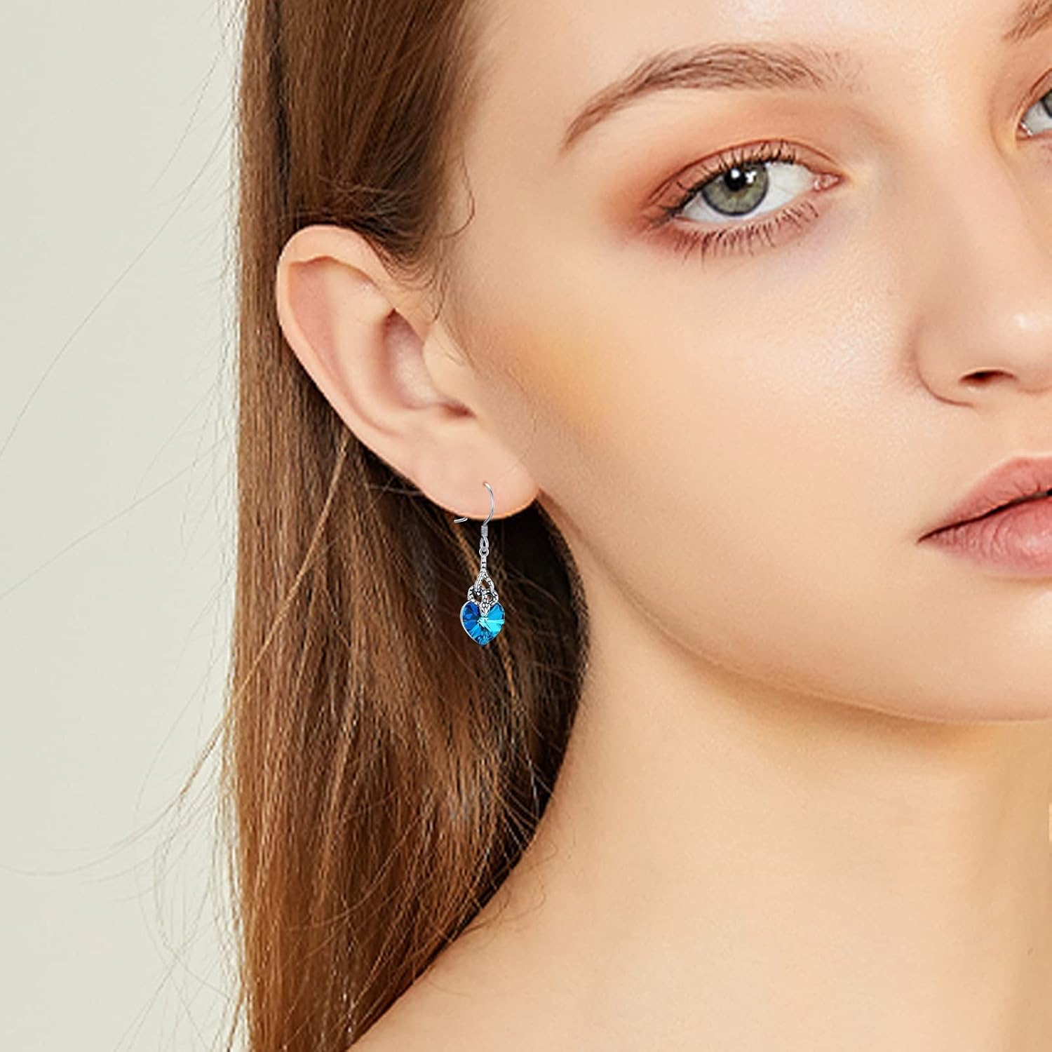 Snake Earrings for Women Sterling Silver Blue Heart Crystal Snake Dangle Earrings Drop Punk Gothic Snake Jewelry Gifts for Snake Lover