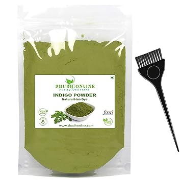 Shudh Online Indigo Powder Organic for Hair Black Colour (1800 Grams / 1.8 Kg), Natural Avuri Leaf Powder, Neela Amari, Neel Patti, Neelayamari, Neli Aku, Indico. Powder