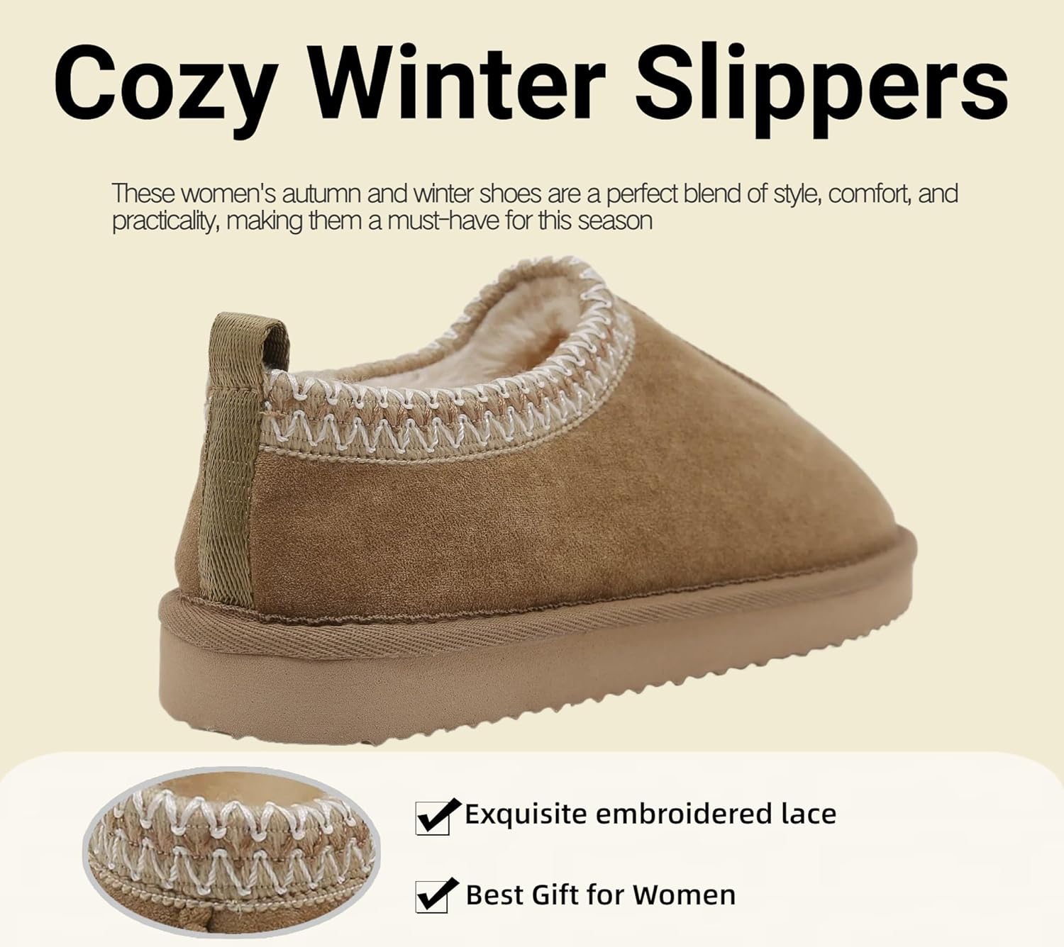 SMajong Women's Fuzzy Slippers Cozy Memory Foam House Shoes Winter Warm Loafer Slippers Indoor - Image 6