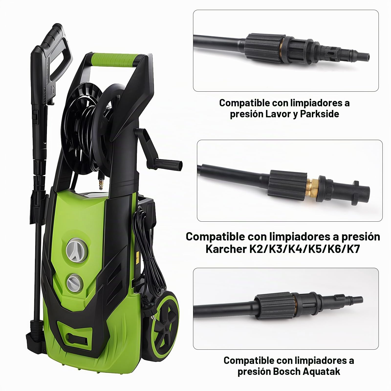 SWAWIS 15M Manguera Limpieza Tuberías Manguera Hidrolimpiadora 180 Bar Manguera Desatascador Tuberias a Presion con 2 Boquillas 3 Adaptadores para Kärcher K2 - K7 Lavor Parkside Bosch