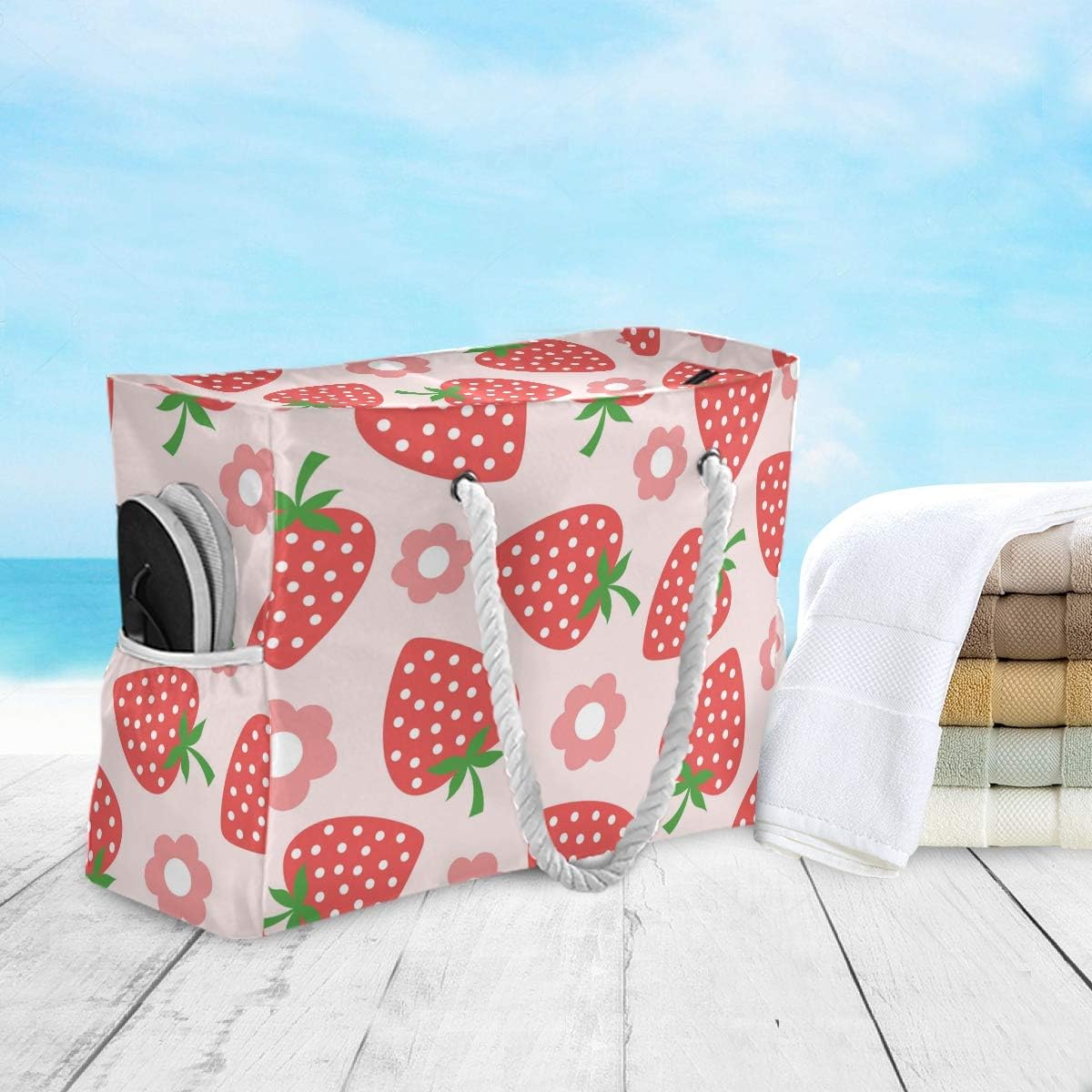 senya Large Beach Bags Totes Canvas Tote Shoulder Bag Soft Wave Water Resistant Bags for Gym Travel Daily Ocean - Image 2