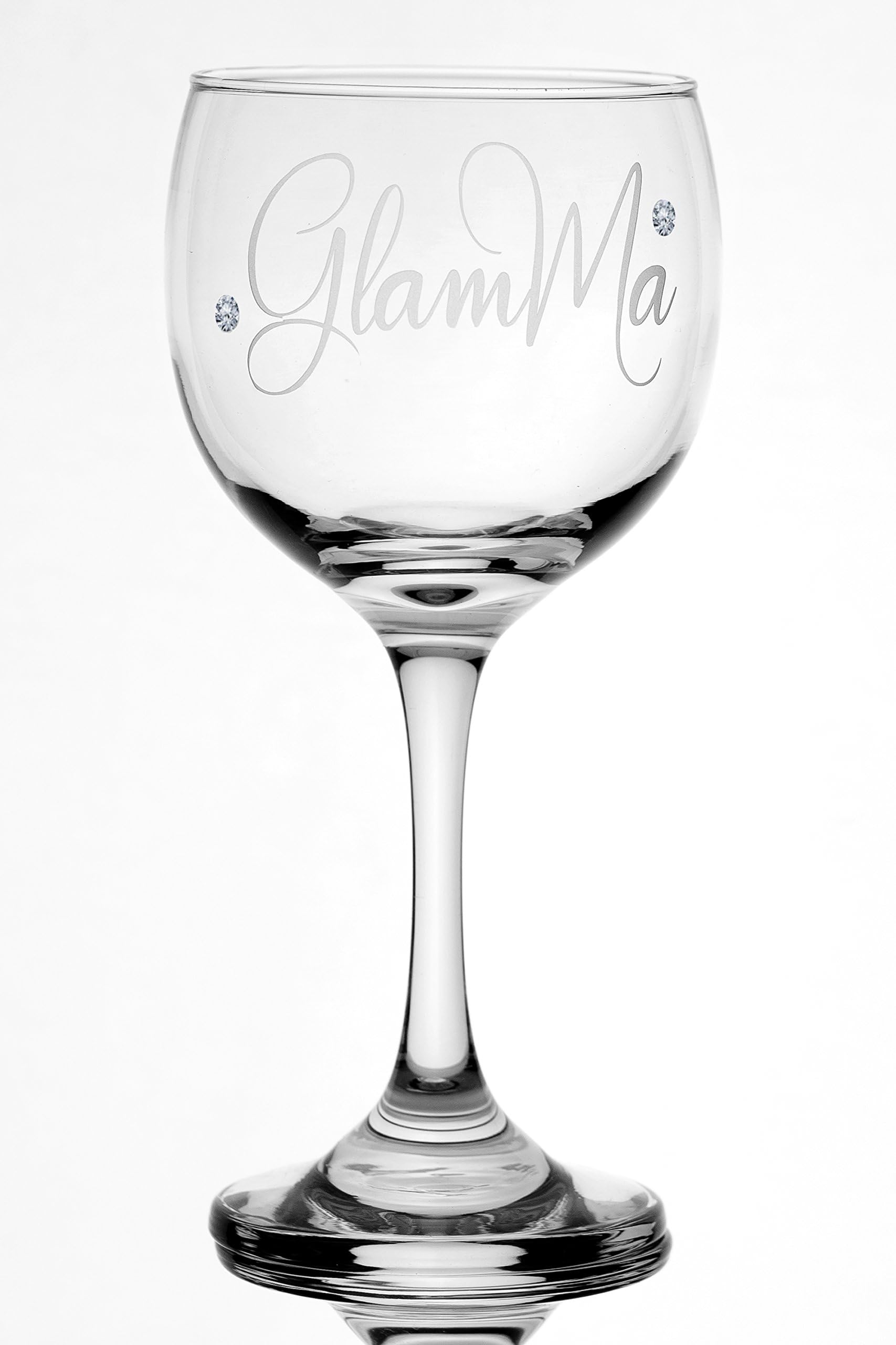 Elegant GlamMa Wine Glass Glamma New Grandma Reveal -13 oz Clear with Rhinestones