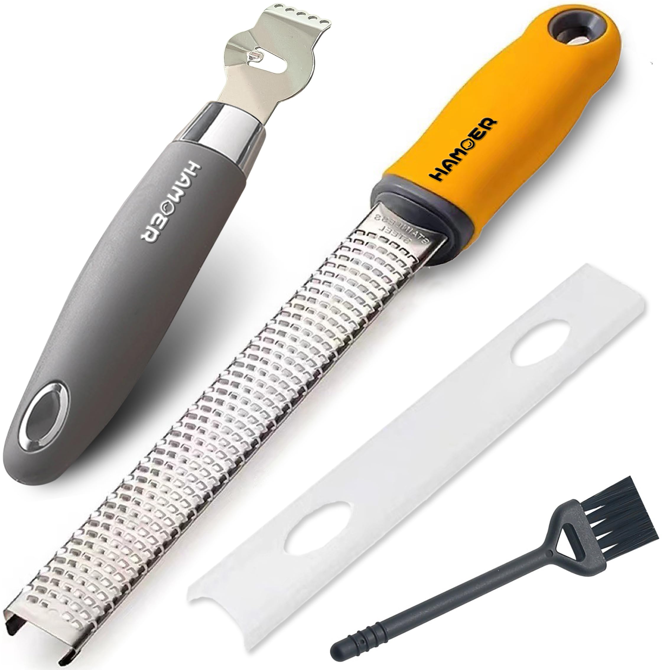 Micro Plane Cheese Grater &amp; Lemon Zester Tool Set non-slip Handle