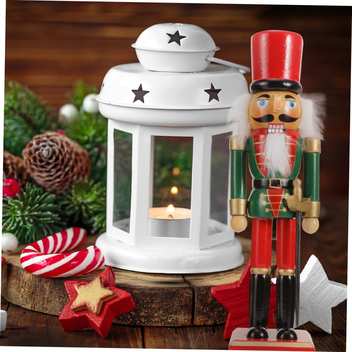2pcs Christmas Nutcracker Figurines Set Brown Wooden Nutcracker Puppets Xmas Decorations Desktop Ornaments Holiday Home Décor