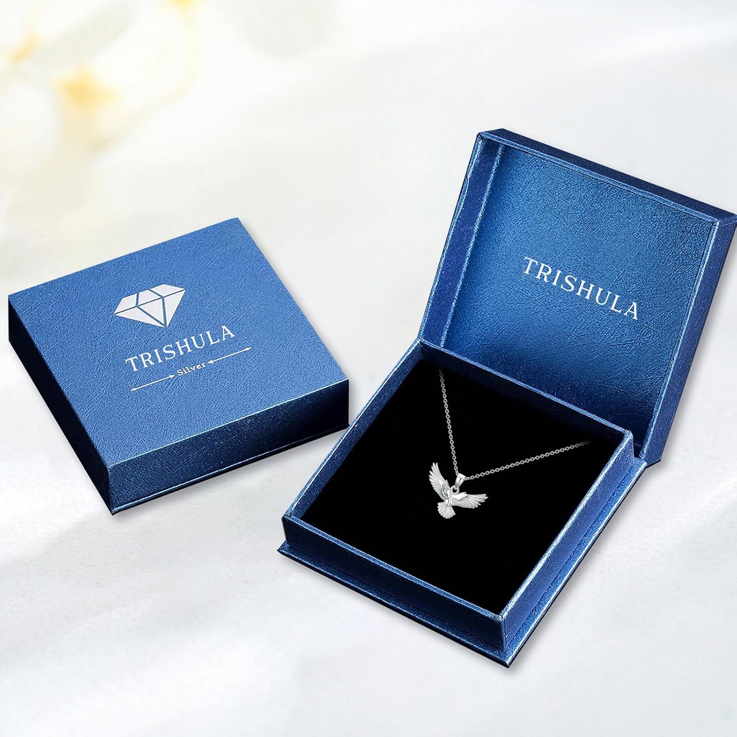 TRISHULA Animal Necklace for Women 925 Sterling Silver Hummingbird/Dove/Mermaid/Dolphin/Fox/Cat Pendant Necklaces Jewelry for Wife Friends Best Gift for Birthday Christmas - Image 6