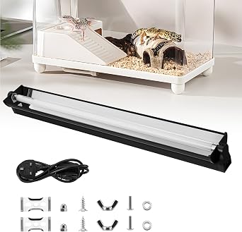 T5 Reptile Light Tube, 24W 10.0 UVB Light Reptile Kit for Tropical Desert, 21.7Inch Reptile Light Fixture UVB Strip Lamp for Bearded Dragon, Lizard, Turtles, Tortoise, Gecko, Lighting Combo Kit