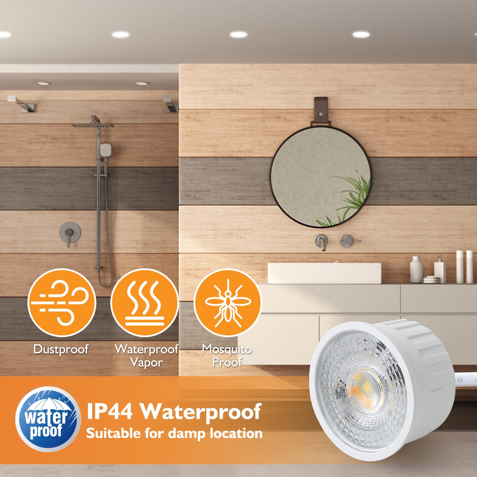 HCFEI LED Modul Ultra Flach ø50x24mm für Einbaustrahler, 5W 450lm 38° 230V, Warmweiß Naturalweiß Kaltweiß, Ersetzt GU10 MR16 Leuchtmittel, IP44 Wasserdicht (10 Stück (1er Pack))