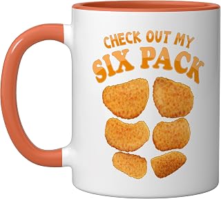 Check Out My Six Pack Chicken Nugget Lover Ceramic Mug, Orange/White