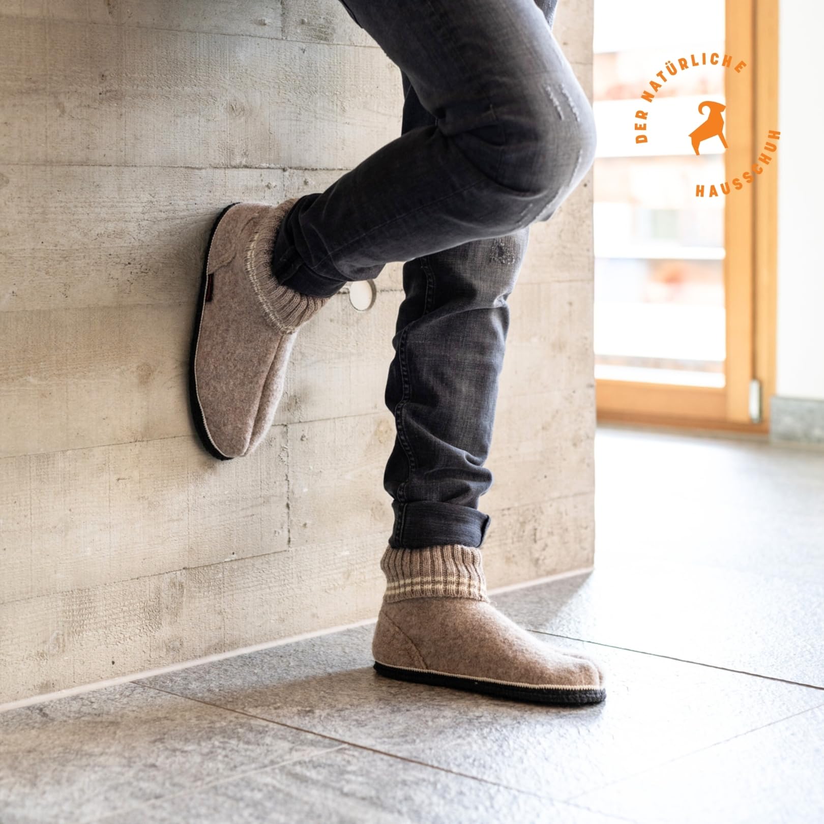 Hüttenschuh Ötz - Hausschuh für Damen & Herren | 100% Schurwolle Beige, 45