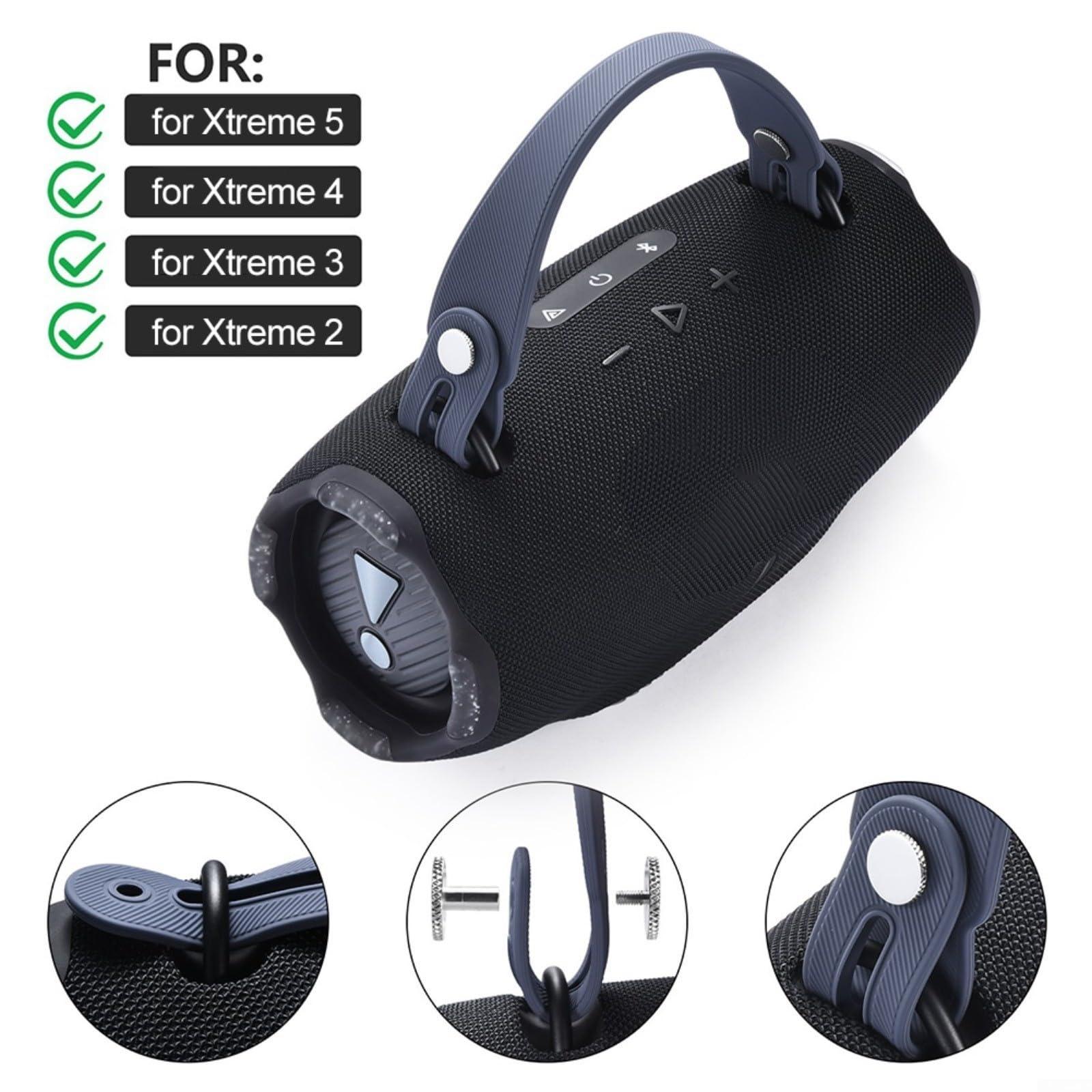 HpLive Mango de altavoz para JBL, correa de mano de silicona para JBL para altavoces Xtreme 5/4/3/2, asa antideslizante para un agarre seguro (negro)
