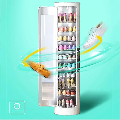 Miniatura 4 de Zapatero giratorio ajustable, zapatero giratorio de 360 grados con puertas de adsorción, zapatero circular giratorio, zapatero organizador circular