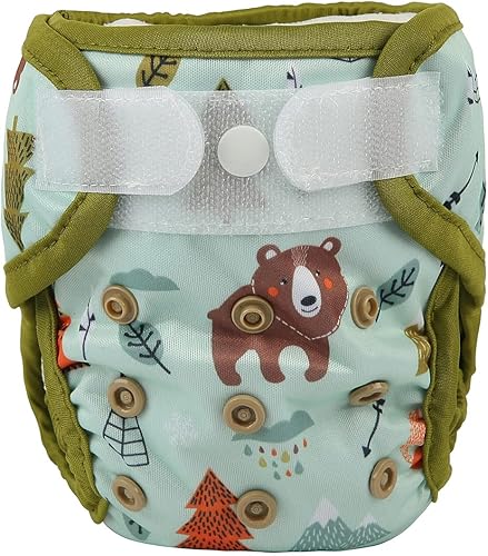 Miniatura 8 de Pañal de tela para bebé recién nacido con gancho y lazo (ballenas estrellas)