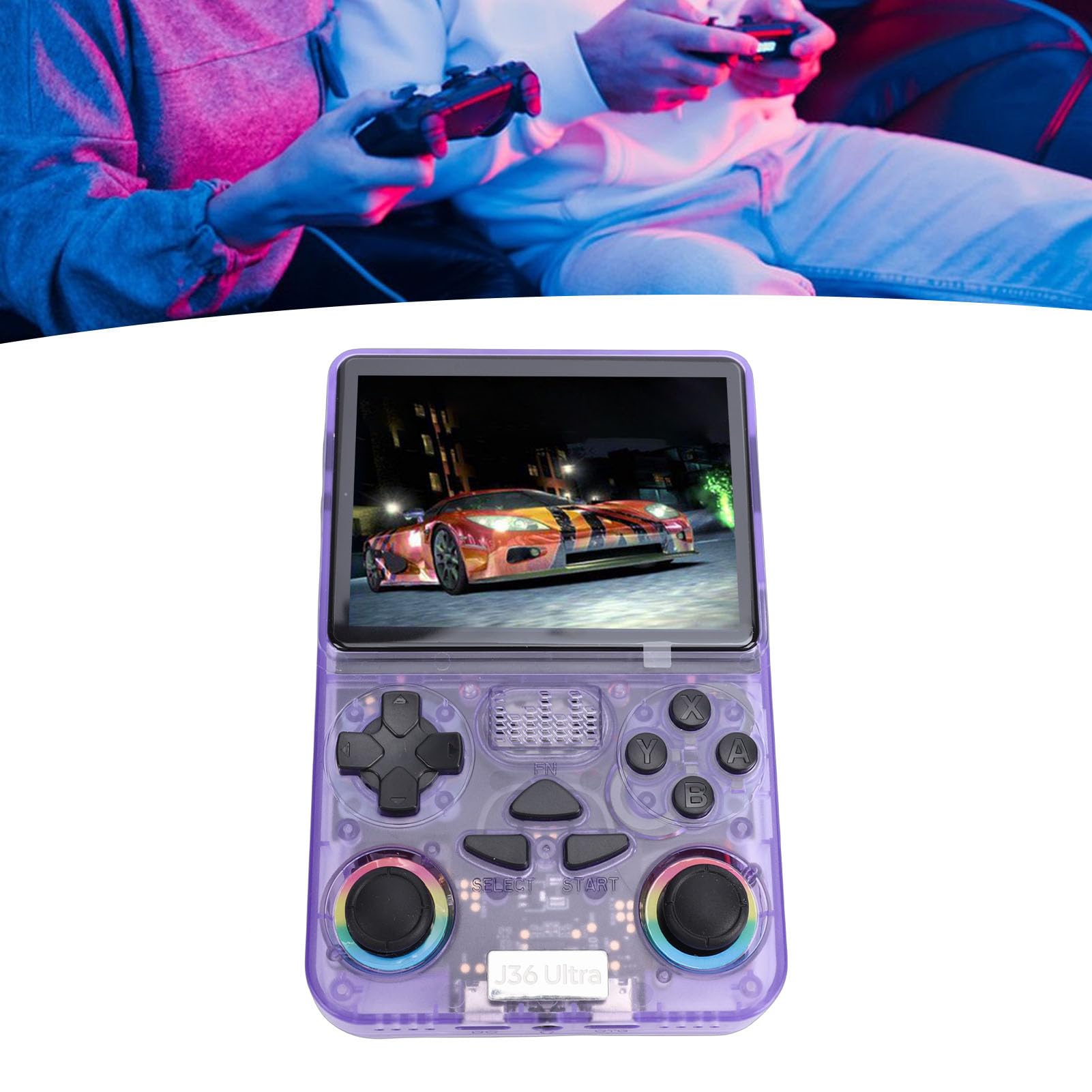 Console per Videogiochi retrò, Spazio di Archiviazione da 64 GB, Batteria a Lunga Durata, Schermo da 4 Pollici, Adatto a Tutte le età, Octa Core, 5.1, Gioco per Doppio Giocatore (Viola)