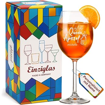 glastal Aperol Glass with Engraving Personalised with Name Queen Aperol 460