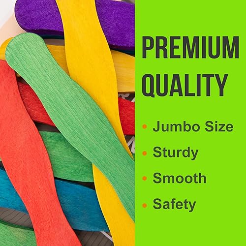 Miniatura 10 de WISYOK Palitos de manualidades de 8 pulgadas, paquete de 50 palos ondulados de madera, asas de abanico, palitos de paleta grandes para manualidades,