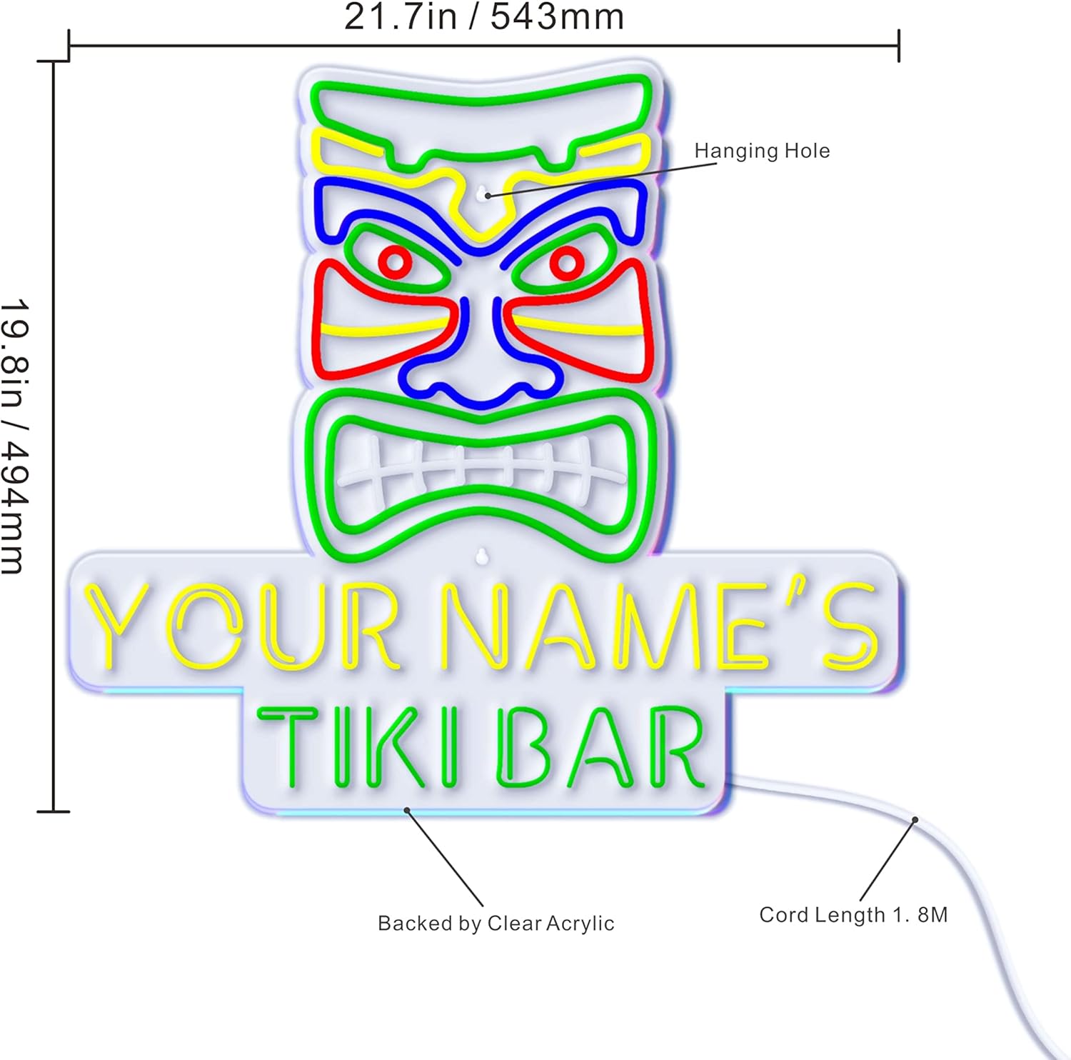 ADVPRO Tiki Bar Personalized Ultra-Bright LED Neon Sign - Green & Blue - st16s54-fn-p0025-tm-gb