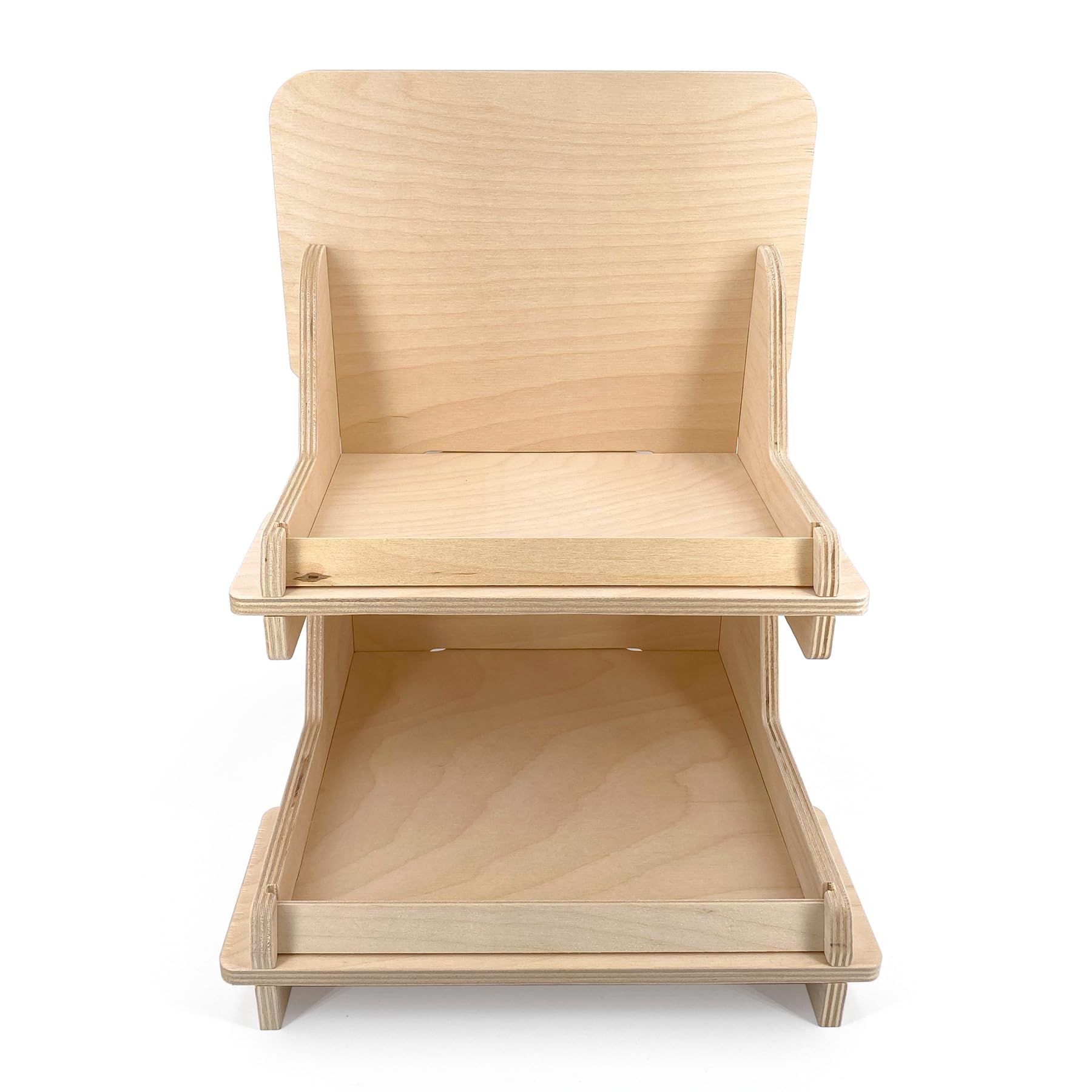Espositore da Banco in Legno, Semplice Montaggio a incastro, 2 ripiani, Naturale e Sostenibile, H.36 cm, L.27 cm