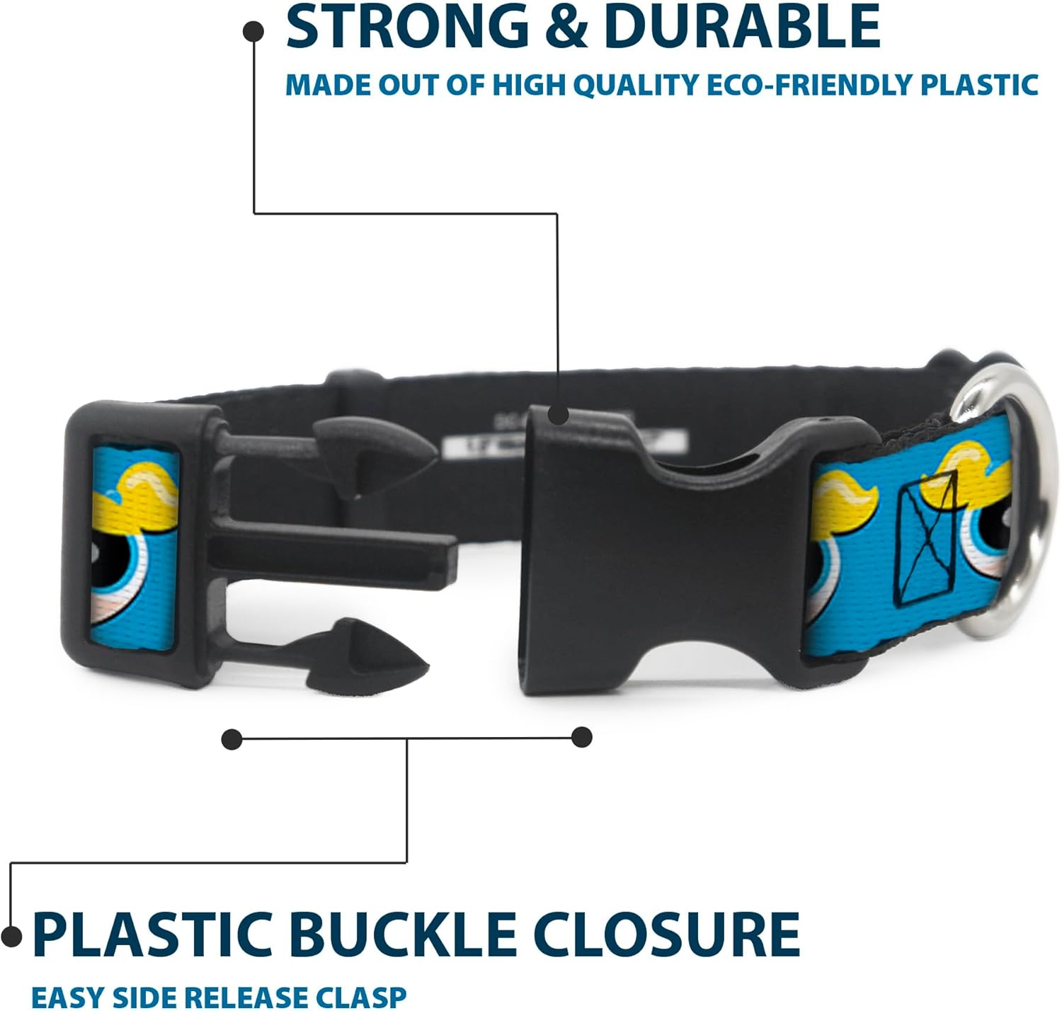 Warner Bros. Dog Collar with Plastic Clip, Quick Release, Easy Adjustable, The Powerpuff Girls Bubbles Face, 20 to 31 Inches 1.5 Inch Wide