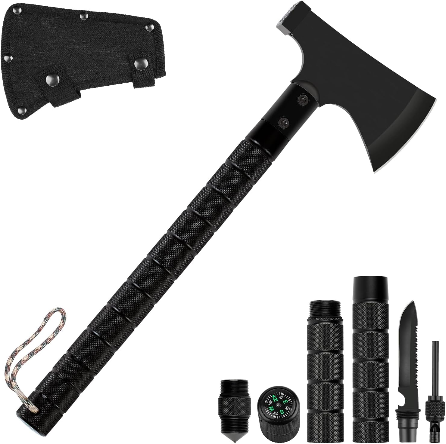 ShinoskeCamping Axe,Survival Hatchet,Folding Portable Tactical Axe,Multi-Tool,Camping Hatchet with Hammer for Outdoor Hiking Camping Adventure