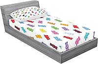 Vista 377 de Lunarable Grey Fitted Sheet & Pillow Sham Set, Pattern with Random Footprints Paw Traces Pet Legs Friendly Cats and Dogs, Decorative Printed 3 Piece