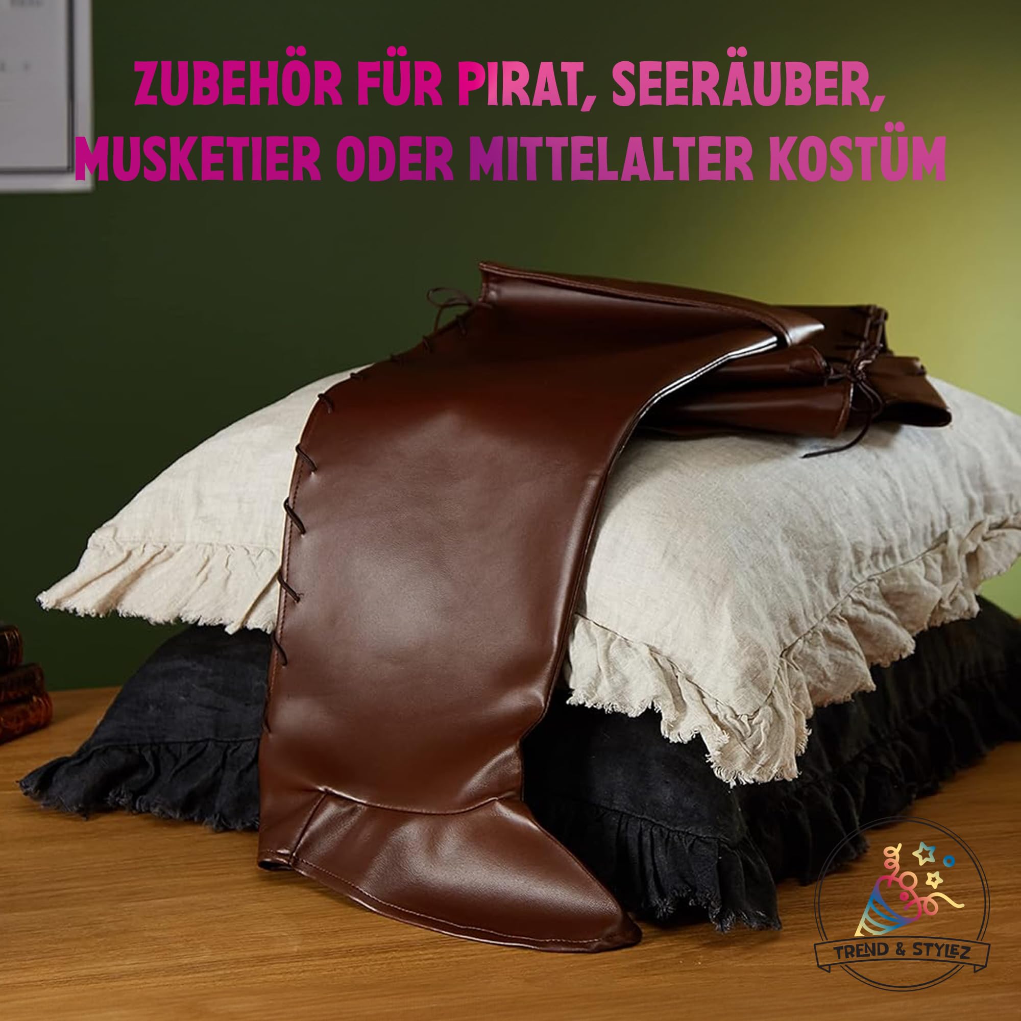 Stiefelstulpen, braun in Einheitsgröße, Zubehör für Kostüme, Pirat, Musketier, Mittelalter