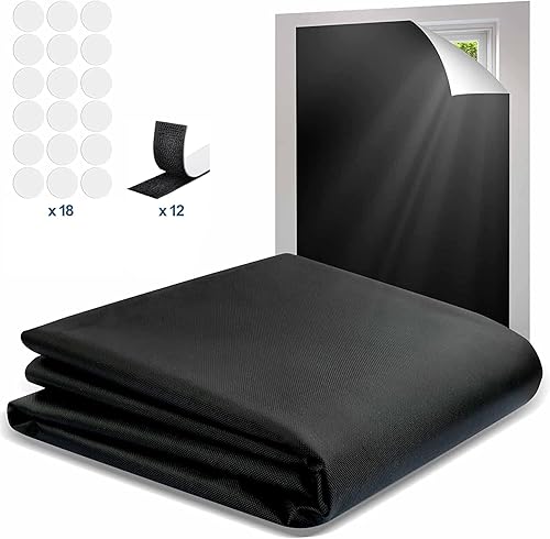 Miniatura 7 de Cortinas 100% opacas para dormitorio, persianas portátiles de bricolaje, sin taladro, persianas opacas con calcomanías y pestañas para guardería,