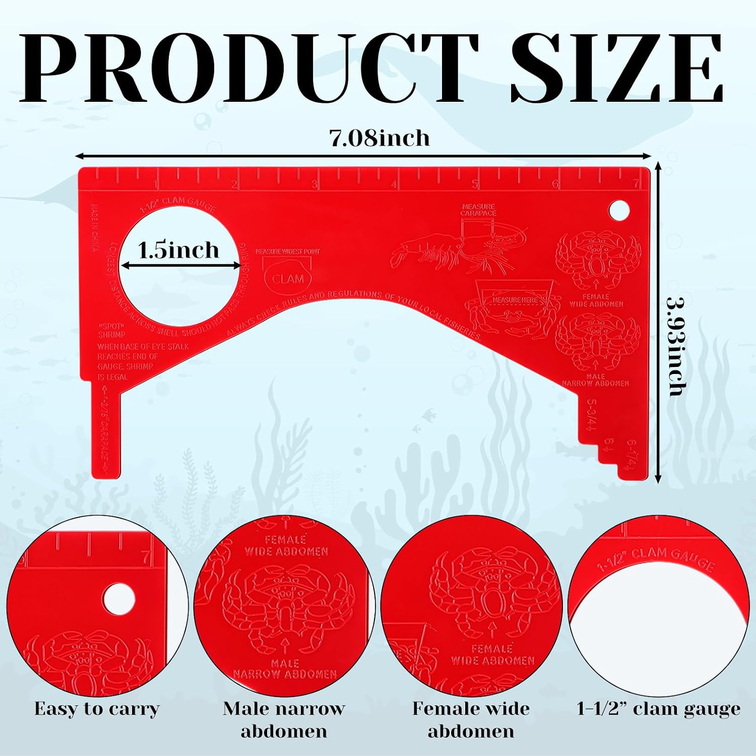 SATINIOR 10 Pack Crab Throw Line Length 30ft/9.14m with 4oz Lead Weight with 1 Dungeness Gauge Measure Ruler Crab Throw Line Kit for Catching