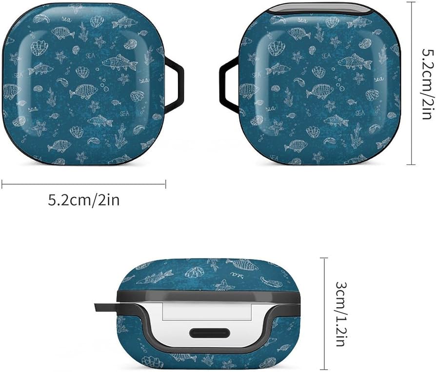 Amazon | イヤホンケース 海洋 魚柄 巻き貝 ホタテ貝 ワイヤレス