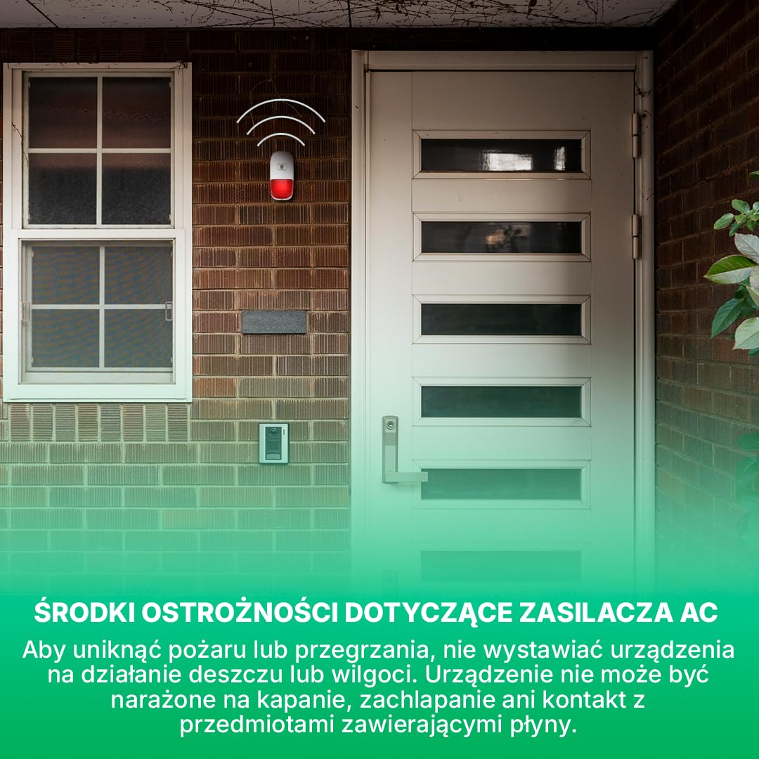 Zewnętrzna syrena antywłamaniowa z dźwiękiem 95 dB | Zawiera adapter 12 V i baterię zapasową | Obowiązuje do użytku jako autonomiczny system alarmowy